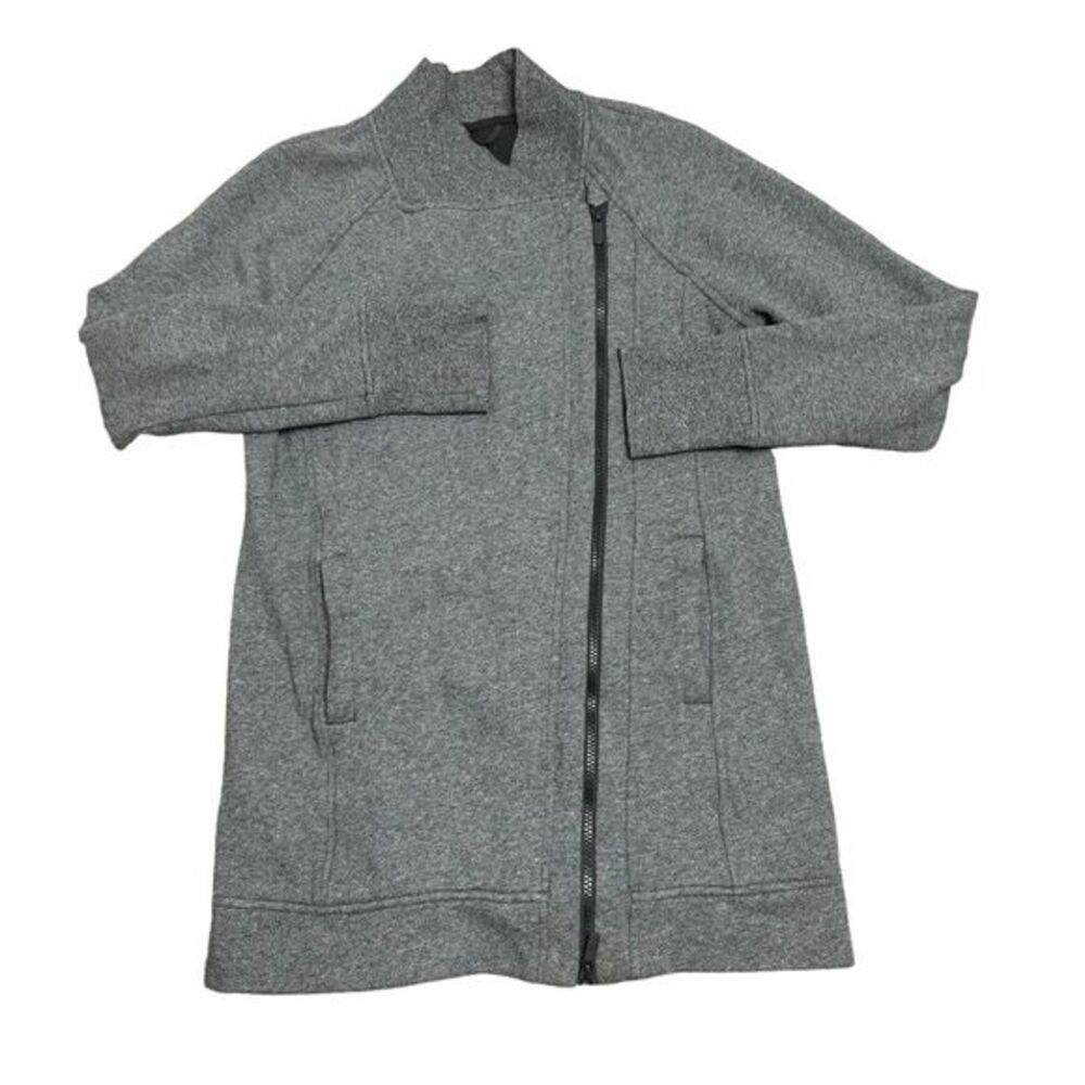 Lululemon Back‎ To It Wrap Jacket Size 4 Gray Asymmetrical Zip Cotton Fleece